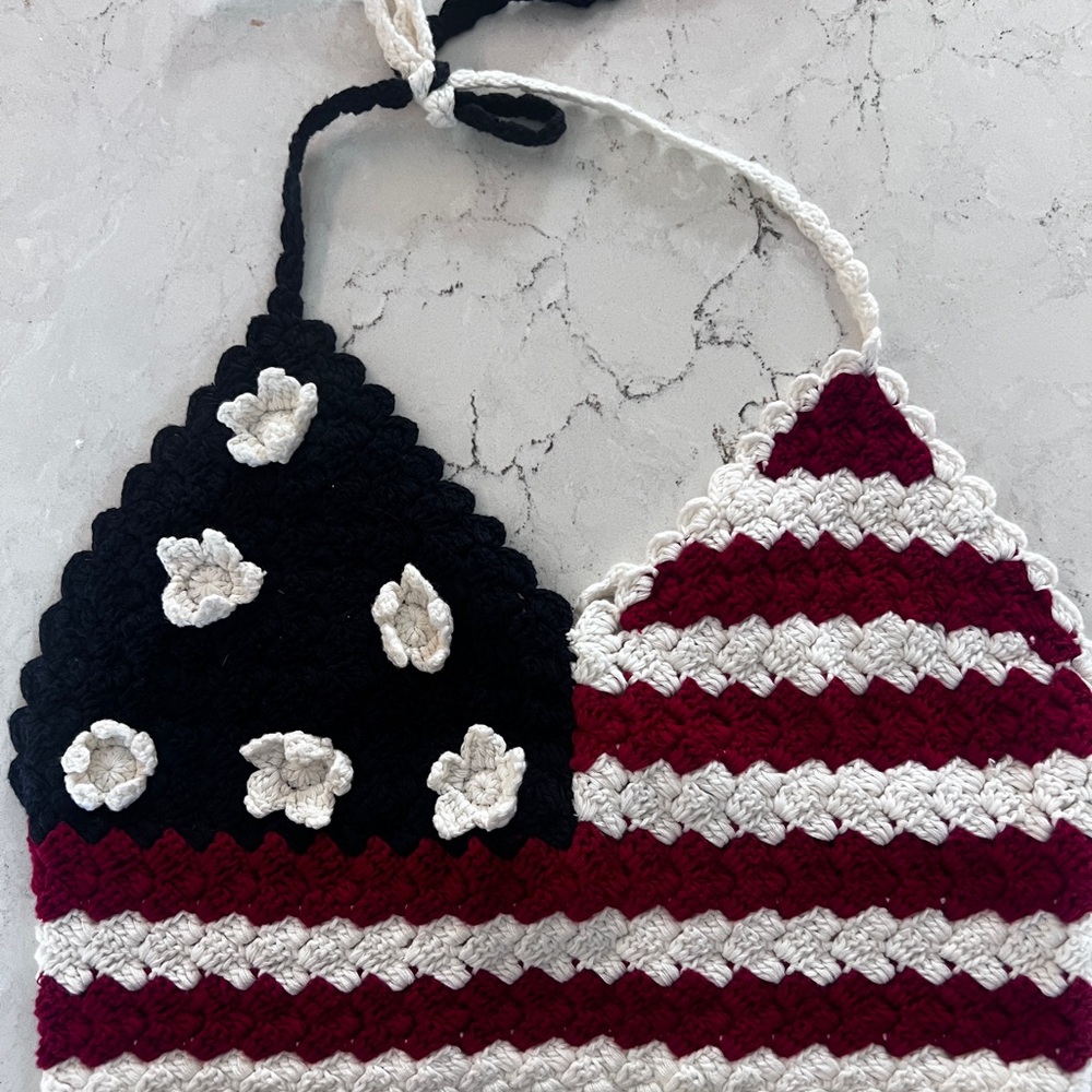 Crochet Halter Top Red, White and Blue